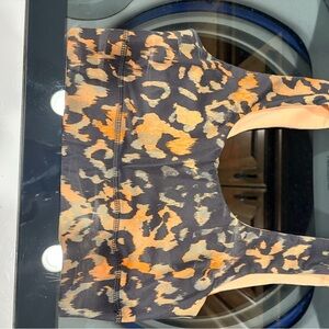 Fabletics Leopard Print Sports Bra - Black and Orange